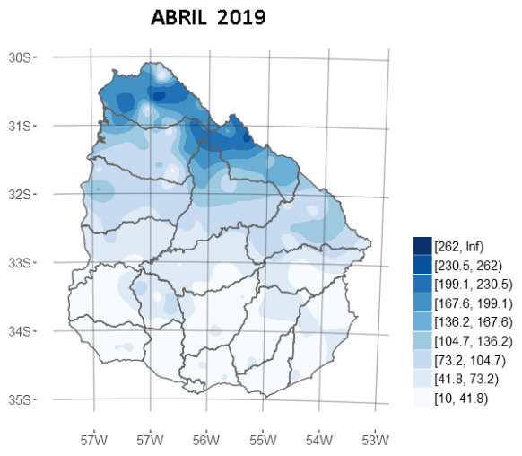 Precipitación acumulada (mm)  Abril 2019