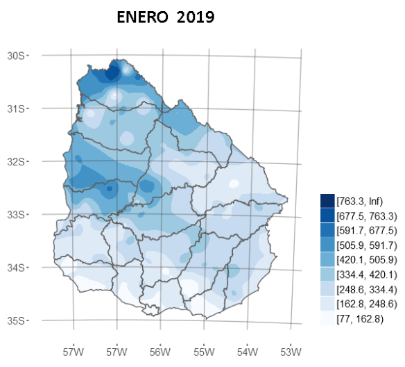 Precipitación acumulada (mm)  Enero2019