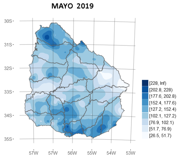 Precipitación acumulada (mm)  Mayo 2019