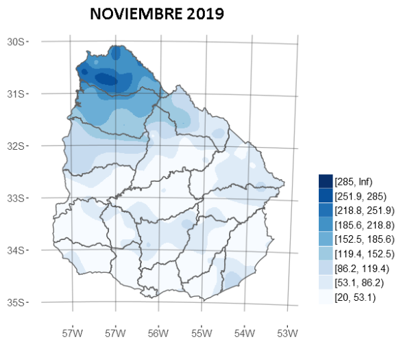 Precipitación acumulada (mm)  Noviembre 2019