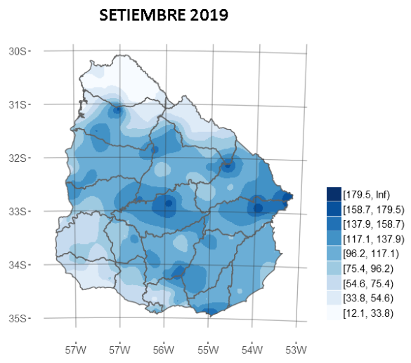 Precipitación acumulada (mm)  Setiembre 2019