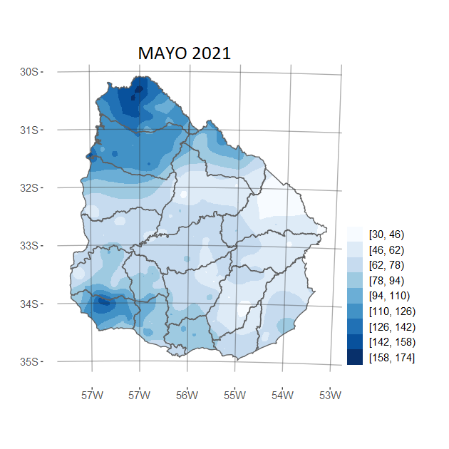 Precipitación acumulada (mm) Mayo 2021
