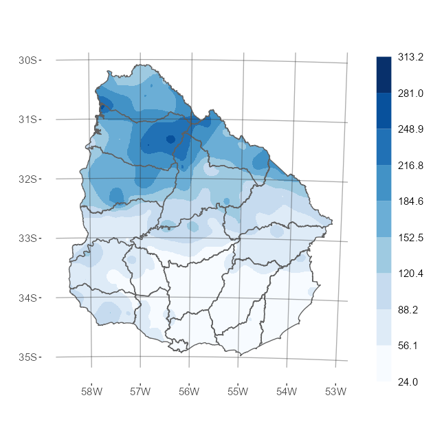 Interpolado de precipitación acumulada del mes de octubre de 2024