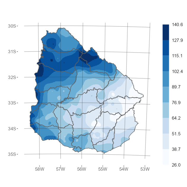 Interpolado del acumulado de precipitación del mes de noviembre de 2025